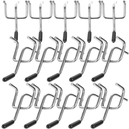 Ipetboom 50pcs Heavy Duty Metal Pegboard Hooks with 5cm Double-Angle Design and Dark 3.5mm Protective Caps, Industrial Iron Peg Hooks for Garage, Workshop, and Store Shelving Organization