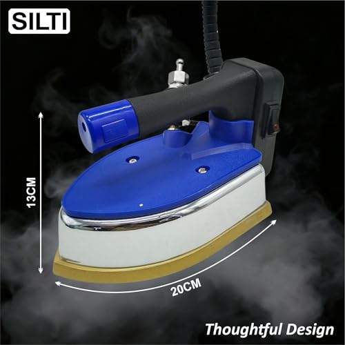 Image of SILTI GOLD Electric Professional Steam Iron ES999 | Iron with Big Gravity Feed Tank, Anti-Shine Teflon Shoe |1850W, 220V Large Base Heavy Duty Iron for Tailoring,Garment Factory & Industrial Use.8899