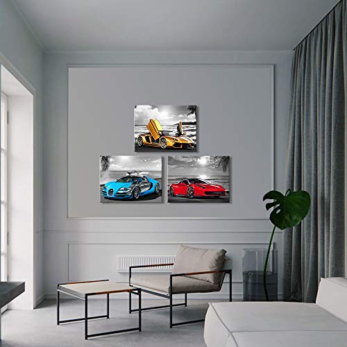 Car Poster Decor Black And White Wall Art Framed Car Art For Men Boys Bedroom Décor Sports Posters Landscape Office Room Decor Gift For Teen Boys #TOP2
