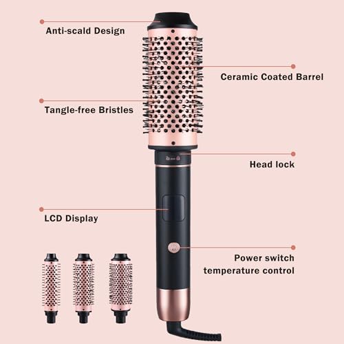 NONK 3-in-1 Interchangeable Curling Iron & Thermal Brush Set, 1.25鈥 1.5鈥 1.75鈥 Large Barre - image 5