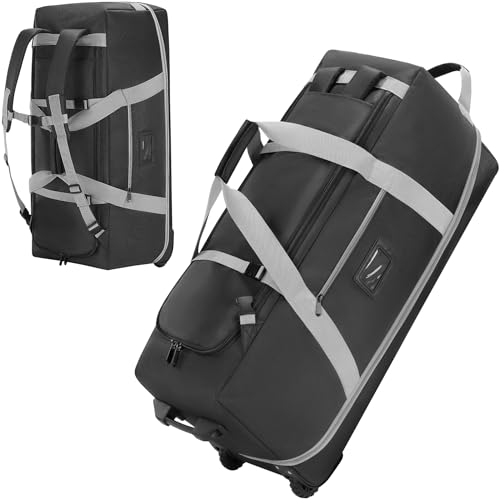 Travel Duffle Bag with Wheels, Large Capacity Rolling Duffle Bag for Travel, Duffle Roller Bags Rolling Luggage Bag with Multi-pocket for Travel (Expandable from 109L to 129L)