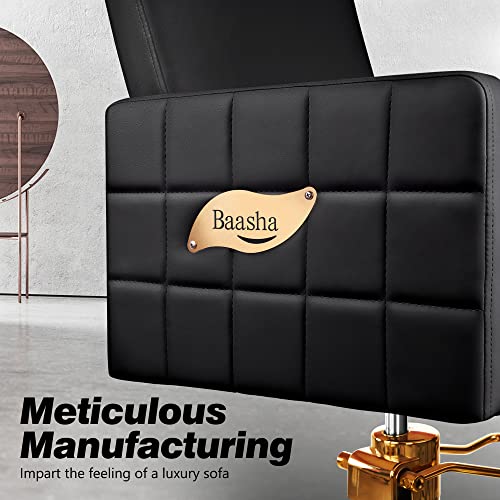 Baasha Gold Salon Chair, Professional Black Salon Chair For Hair Stylist, Salon Styling Chair With Heavy Duty Hydraulic Pump, Beauty Hair Stylist Black Chair, Black Barber Chair - Black And Gold #TOP3