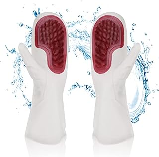 Abeillo Washing Up Gloves- Rubber Cleaning Gloves Non-Slip Dishwashing Gloves Medium, Kitchen Cleaning Gloves Household Scrubbing Gloves for Pet Grooming, Car Washing(M)