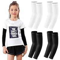 Newbyinn Armlinge Kinder 4 Paare, Arm Sleeve ärmel schutz UV Armstulpen Armstrümpfe Armmanschette für Basketball Volleyball Fußball Sport Mädchen Jungen