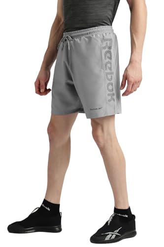 Image of Reebok Men's Polyester Training Shorts - Lightweight Breathable Gym Shorts for Men | Sports Shorts for Men | Workout Fitness Shorts - Elastic Drawcord Waistband