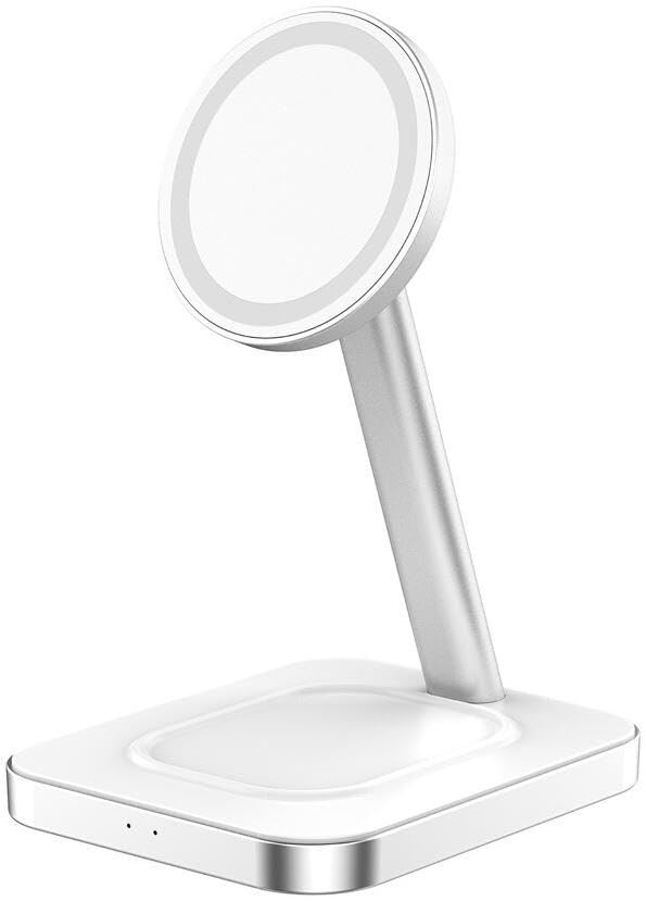 Chargeur induction 3 en 1 Force Power MagSafe 15W blanc avec bloc secteur inclus pour iPhone