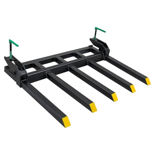 Clamp On Debris Forks Fit 48-60 Bucket Heavy Duty Fork Tines Clamp-on Pallet Forks Tractor Bucket Forks For Skid Steer Loader Tractor 48 2500 LBS