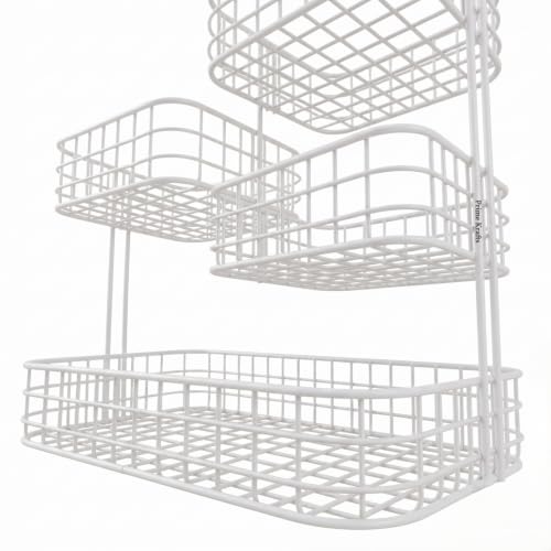 Image of 4 Tier Fruit Basket for Kitchen | Space Saving Decorative Kitchen Organizer | Multi-Layer Dining Table Organizer for Fruits, Snacks & Jars (4 Tier - White)