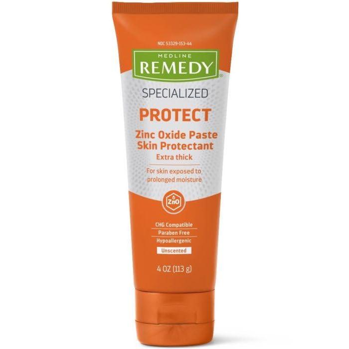Medline Remedy Specialized Protect Zinc Oxide Paste Skin Protectant 4 oz Tube (Pack of 2 Tubes)