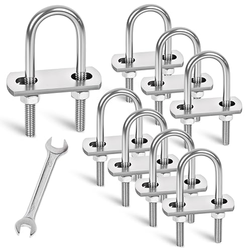 Image of 8 Sets M6 U-Bolts,u-Bolts 0.8 inch (20mm) Wide,U-Bolts with Nuts
