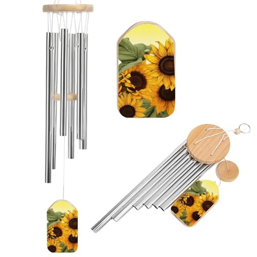 Outdoor Wind Chimes, Sunflowers Floral Printed Wind Chimes,Simple Wind Chimes,Curtain Wind Chimes for Home Decoration