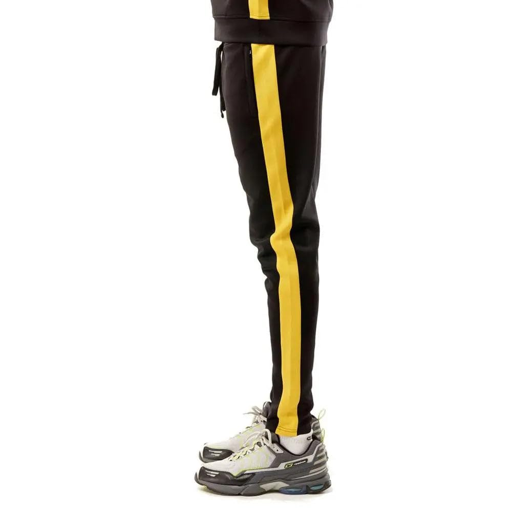 Rebel Minds Men Track Pants - Stylish Men's Sweatpants, Joggers for Men, Athletic and Casual Wear, with Pockets Black Yellow