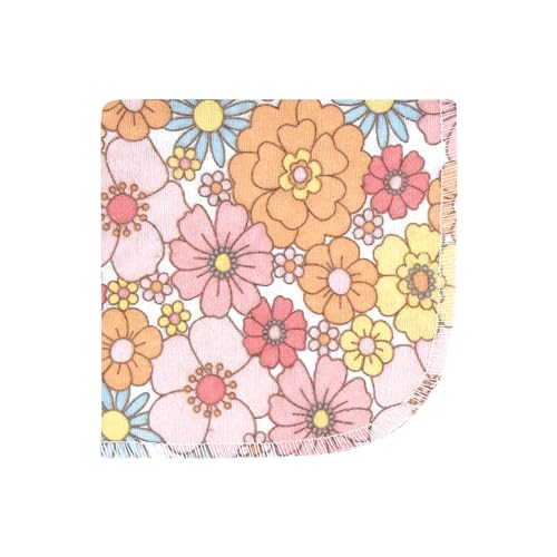 Image of Hudson Baby Unisex Baby Flannel Cotton Poly Washcloths, Peace Love Flowers 10 Pack, One Size