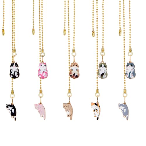 Image of DICOSMETIC 10Pcs Light Pull Chain 13.7 Inch Enamel Cat Charm Ceiling Fan Pull Chain Extender Adjustable Decorative Extension Connector Hanging Ornaments for Fan Wall Lighting Lamp Home Decor