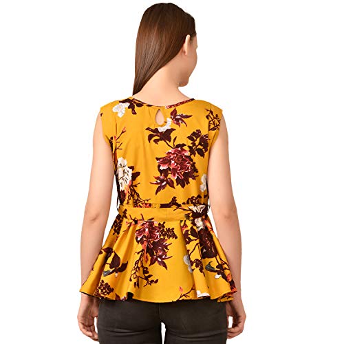 Image of Women's Sleeveless Peplum Top with Waist Tie Belt