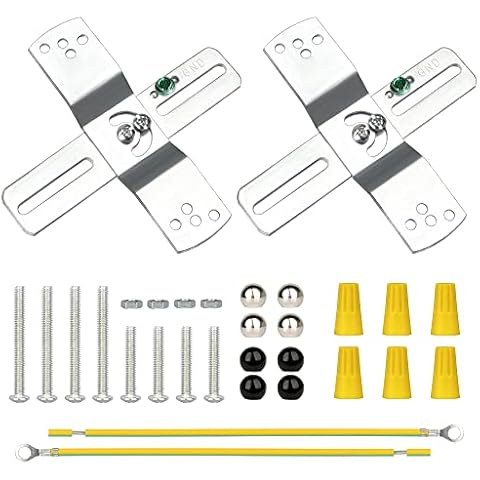 Helunsi 2 Sets Light Fixture Mounting Bracket, 4 inch Universal Crossbar for Lighting, Ceiling Fan Mounting Plate, Steel Crossbar Rotatable, Mounting Cross Brackets with Complete Accessories - 4" Cover