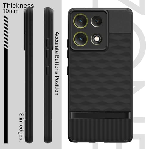 Image of Pikkme Back Cover for Motorola Moto G86 Power 5G Soft Grip 3D Hexa Cube Texture Silicone Bumper Case (Black)