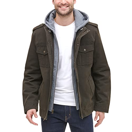 Image of Levi's Men's Washed Cotton Hooded Military Jacket (Regular & Big & Tall Sizes)