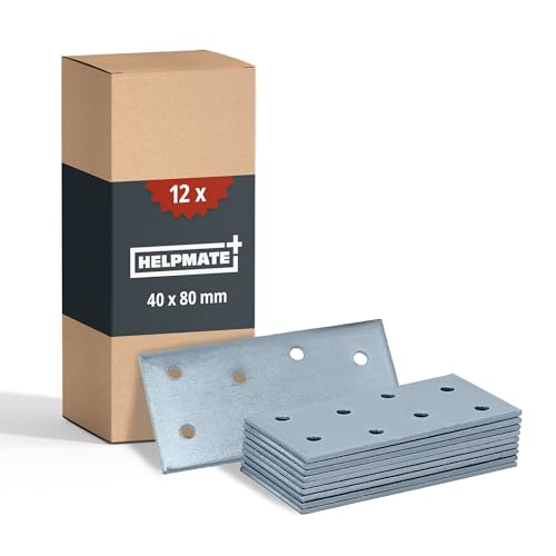 HELPMATE – 12 pièces de plaque perforée – 40x80 mm – Plaque acier galvanisé & passivé...