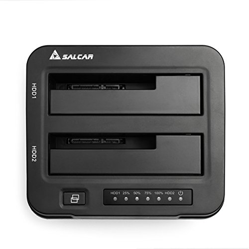 SALCAR Base de conexión Aluminium USB 3.0 Offline clonación para Discos Duros SATA HDD/SSD 2,5 y 3,5 (Negro)