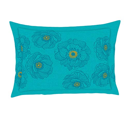 Image of Spaces Atrium Plus 210 TC 100% Cotton Single Bedsheet with 1 Pillow Cover (Floral, 60 inch X 88 inch Inches) - Teal