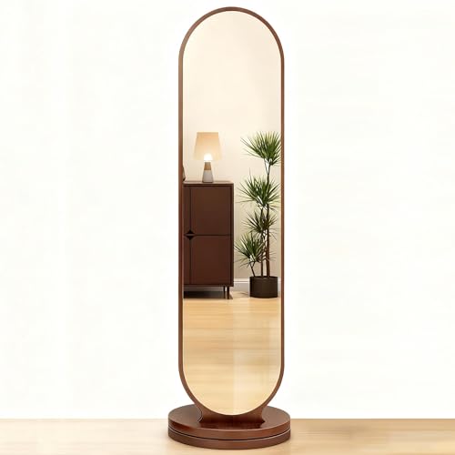 Espejo giratorio de longitud completa con perchero y estante de almacenamiento, espejo multifuncional para sala de estar, entrada y dormitorio