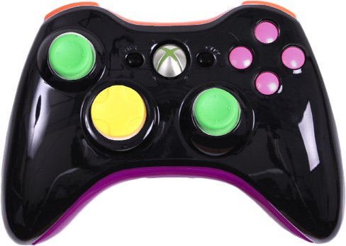 Xbox 360 Modded Controller Glossy Black with 11 Mode Rapid Fire Including Adjustable Rapid Fire