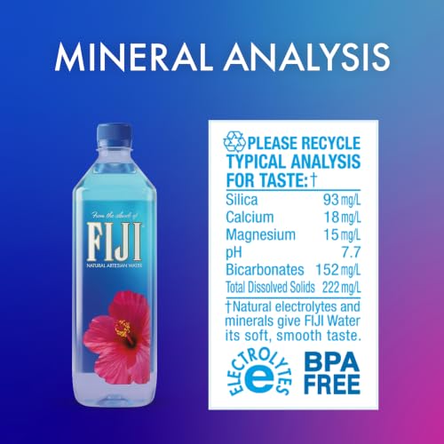 Image of FIJI Natural Artesian Bottled Water 700mL / 23.7 Fl Ounce (Pack of 12) - 100% Natural Electrolytes