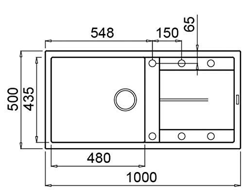 Elleci Lavello Incasso Unico 480 1 Vasca con gocciolatoio 100x50 Granitek (51 Avena)