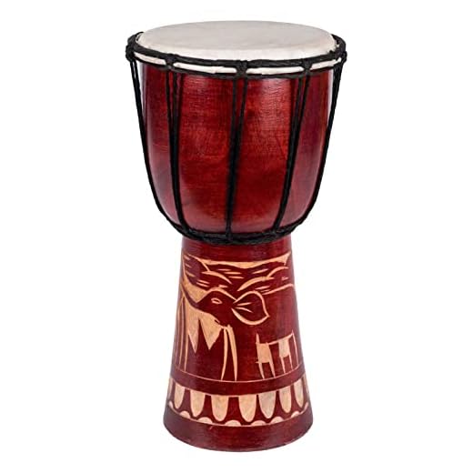 Tambor Djembe grande de 50 cm, tambor Bongo, elefante, marrón, comercio justo, sonido superior