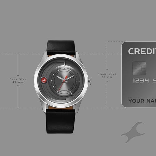 Image of Fastrack Groove Quartz Grey Round Dial Men's Analog Watch | Leather Strap Material | Water Resistant Watch - 3317SL02