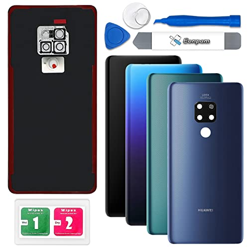 Eonpam Back Cover Glass for Huawei Mate 20 Rear Glass Replacement with Camera Lens + Repair Kit Genuine Rear Housing (Blue)