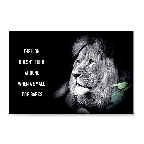 Ezposterprints - Most Popular Lion Theme Quote Posters - Power Strength Brave Beast Motivational Quotes Poster Printing - Wall Art Print for Home Office - Turn-Around - 36X24 Inches