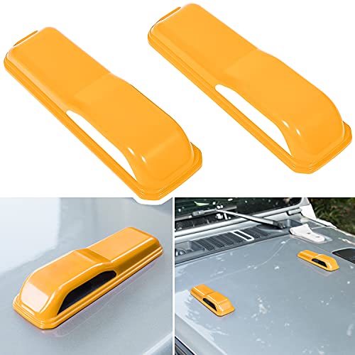 E-cowlboy Engine Hood Hinge Cover Trim Exterior Accessories Decoration for 2018-2022 Jeep Wrangler JL JLU Sports Sahara Freedom Rubicon Unlimited Gladiator JT 2-Door & 4-Door (Yellow 2PCS)