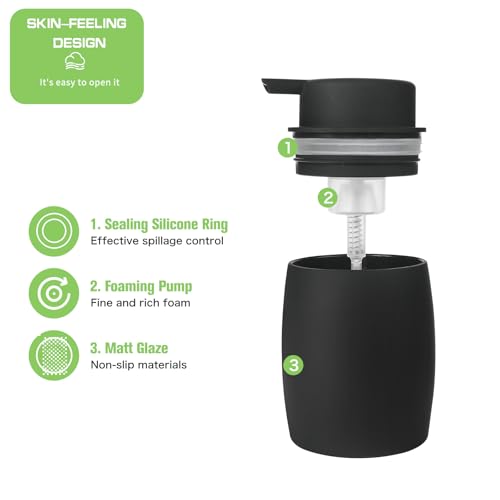 Dahacis Refillable Black Foaming Soap Dispenser Bathroom, Dish Soap Dispenser For Kitchen Plastic Soap Dispenser Countertop thumb #6