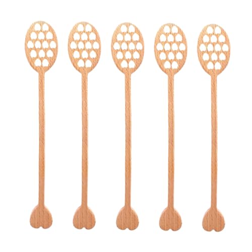 SHOWERORO Mini Honey Dipper Stick Wooden Honey Spoon Honeycomb Design Jam Viscous Liquids