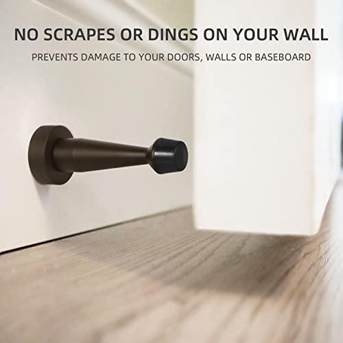 Bronze Door Stop, Solid Brass Decorative Door Stopper Wall Protector, Heavy Duty Door Stop With Rubber Bumper Tip For Door Protection Sound Dampening, Antique Bronze #TOP1