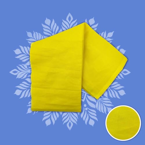 Image of Cloth for Pooja | Handwoven from Fine Fabric, Cotton Puja Kapda for Home Temple | Pack of 1 | 1.25 Meter (Pooja Vastra) (Yellow)