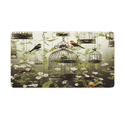 Tapis de bureau pour maman motif cages à oiseaux cadeau utile maison et travail