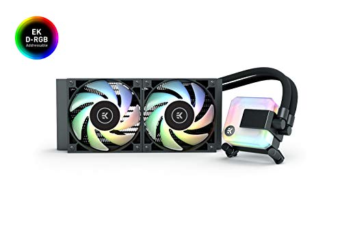 EK 240mm AIO D-RGB All-in-One Liquid CPU Cooler with EK-Vardar High-Performance PMW Fans, Water Cooling Computer Parts, 120mm Fan, Intel 115X/1200/2066, AMD AM4, (240mm)