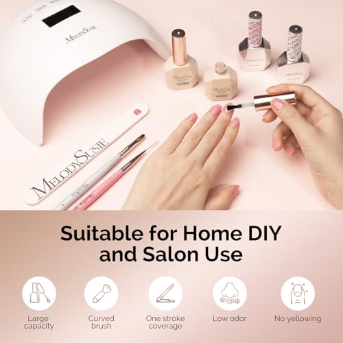Image of MelodySusie Hema Free Gel Base Coat,Hema Free,Hpma Free,Tpo Free,No Wipe,Soak off UV LED Drying,Long Lasting Gloss Shiny 15ML