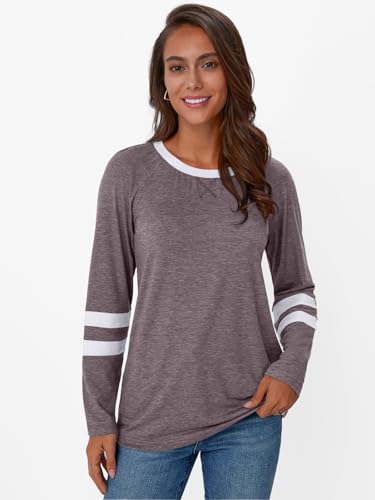 Image of AUTOMET Womens Color Block Long Sleeve Shirts Oversized Crewneck Casual Top