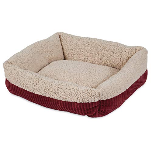 Petmate Aspen Pet 80136 Self Warming Rectangular Lounger For Pets, 24" X 20", Warm Spice With Creme, Barn Red/Cream #TOP4