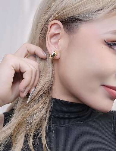 FAN&LOUIS Clip On Earrings,Gold Silver Chunky Gold Small Huggie Hoops Clip-On Earrings for Women Trendy Non-Pierced Ears Lightweight Teen 20263
