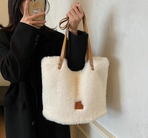 Fluffy Shoulder Hobo Bag Soft Plush Purse Cute Shoulder Bags Soft Plush Underarm Tote Ladies Faux Fur Tote Bag2