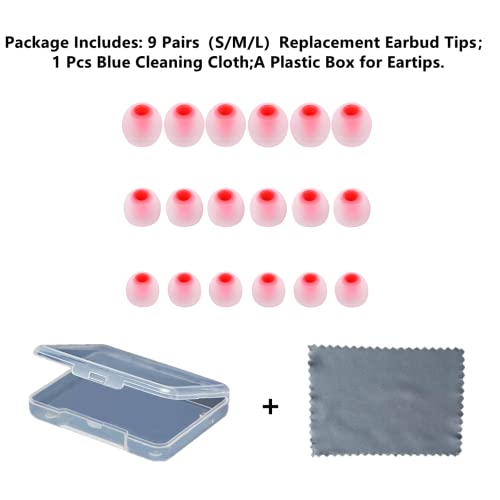 Image of Earbud Replacement Tips Silicone Earbud Tips Headphone Earbud Tips Ear Gels Fit for Inner Hole from 3.8mm - 5.1mm Earphones 9 Pairs S /M /L Clear Red