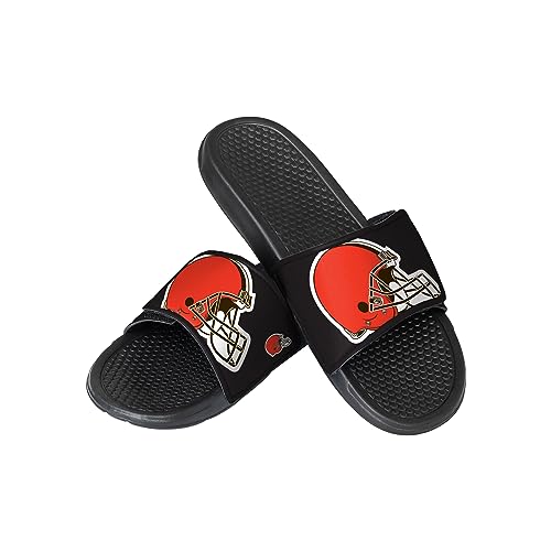FOCO Men's NFL Black Cropped Big Logo Sport Sandals Slides, Team Color, 13-14