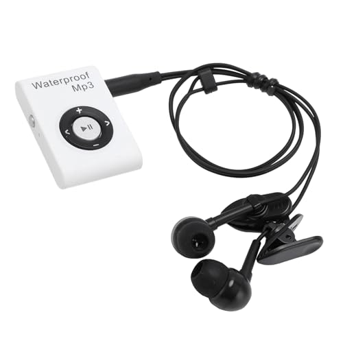 IPX8 Water Proof Mp3 Player 8GB, Multi Color Available Portable Underwater Music Player with Water Proof Headphones for Surfing Swimming Water Sports (Black) (White)