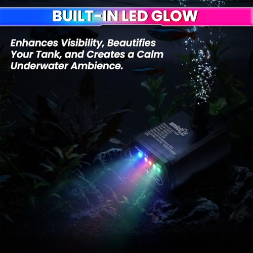 Image of amiciFlo Mini Submersible Pump 10W, 12V DC Brush-Less, BLDC Motor with 400L /H Flow Rate and 4m Lift for Fish Tank, Solar Fountain, etc. Adjustable Flow with LED Lights