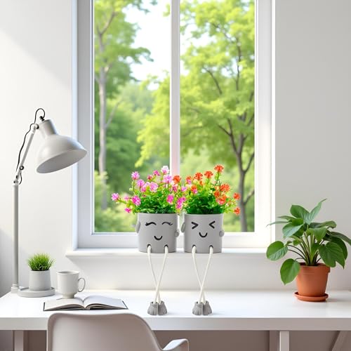 ASOPHEX 3 Packs Cute Fake Plants, Artificial Potted Plants for Table Desk Home Bedroom Bathroom Office Shelf Office Wall Room Farmhouse Decor Artificial Plants — view 2